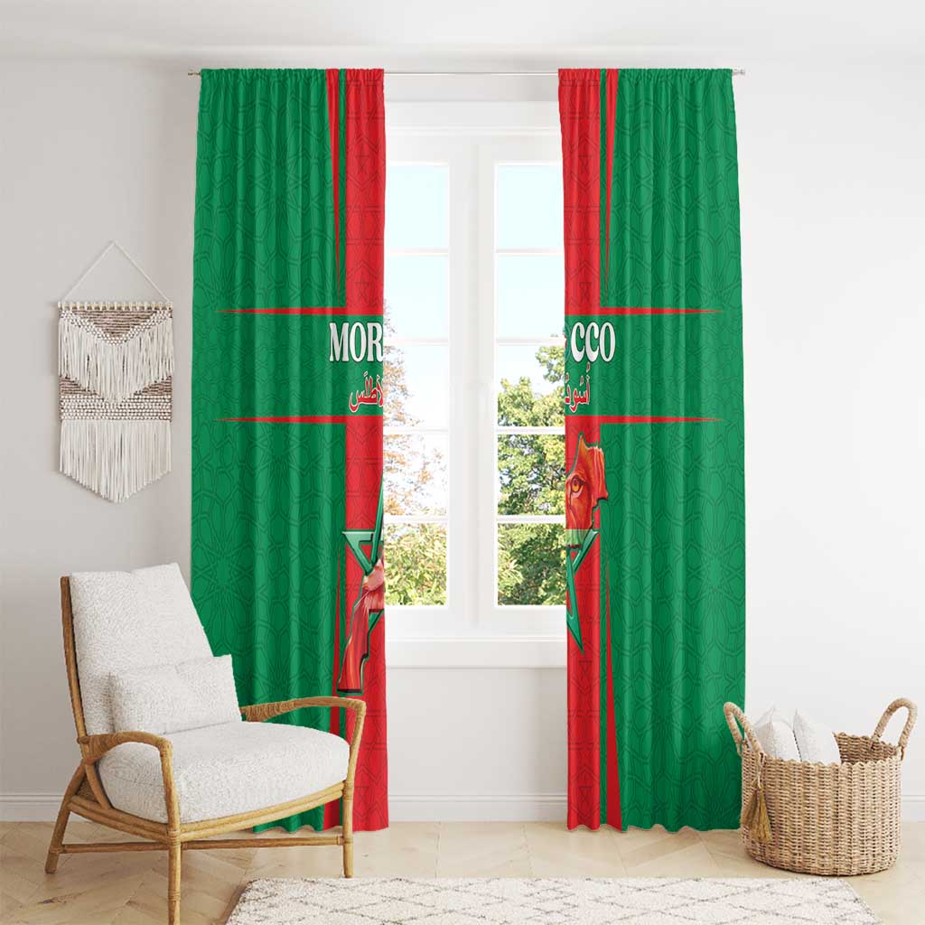 Morocco Football Window Curtain Go Champions Atlas Lions - Red - Wonder Print Shop