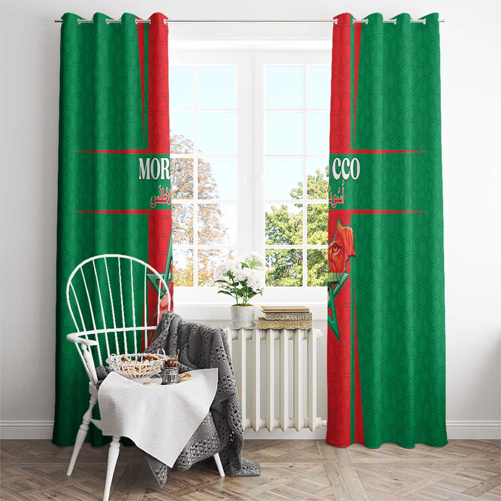 Morocco Football Window Curtain Go Champions Atlas Lions - Red - Wonder Print Shop