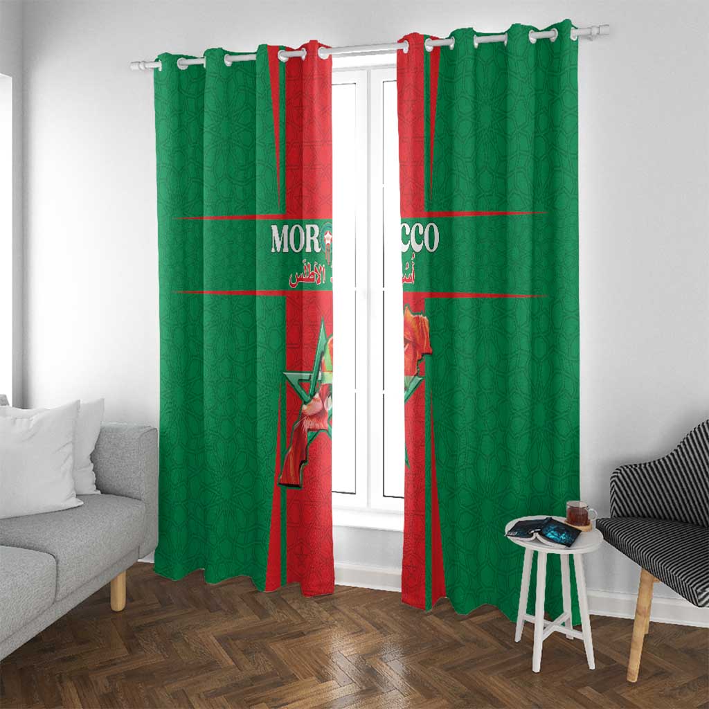 Morocco Football Window Curtain Go Champions Atlas Lions - Red - Wonder Print Shop