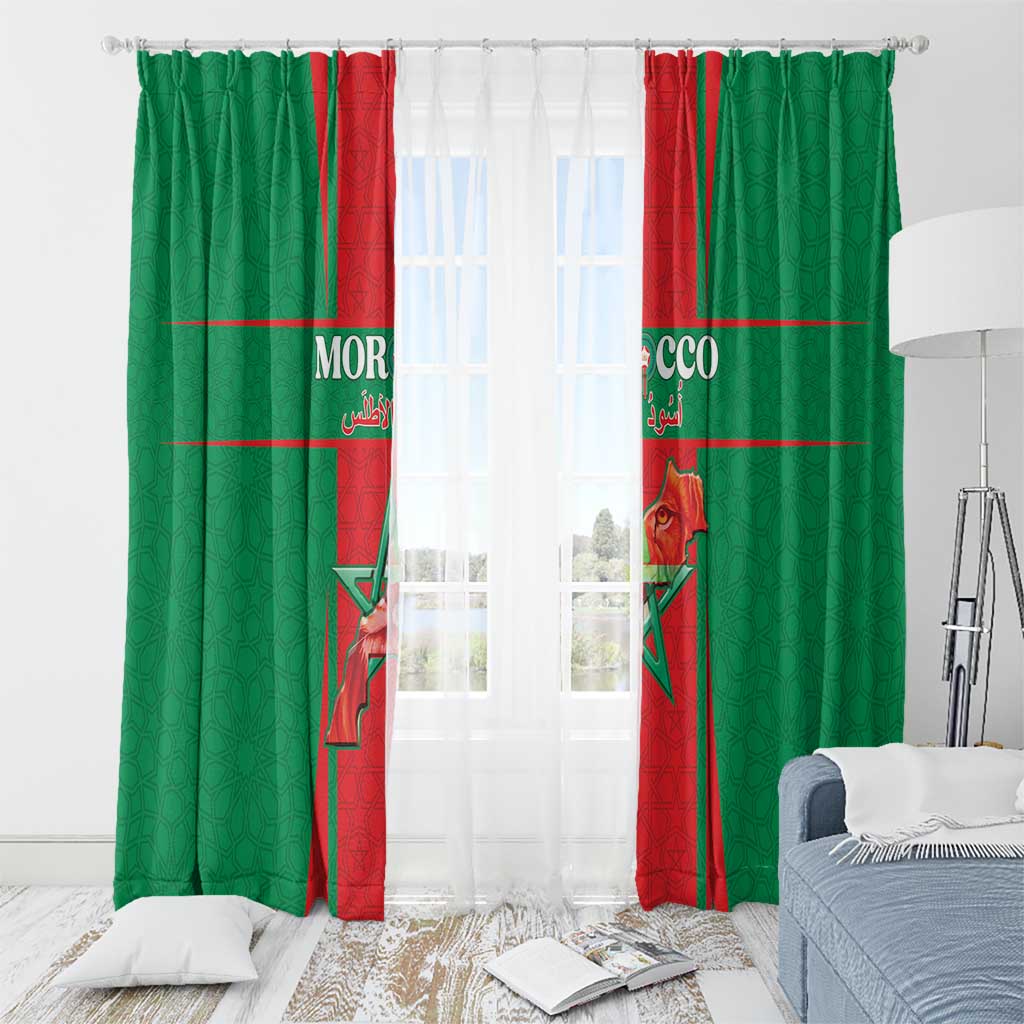 Morocco Football Window Curtain Go Champions Atlas Lions - Red - Wonder Print Shop