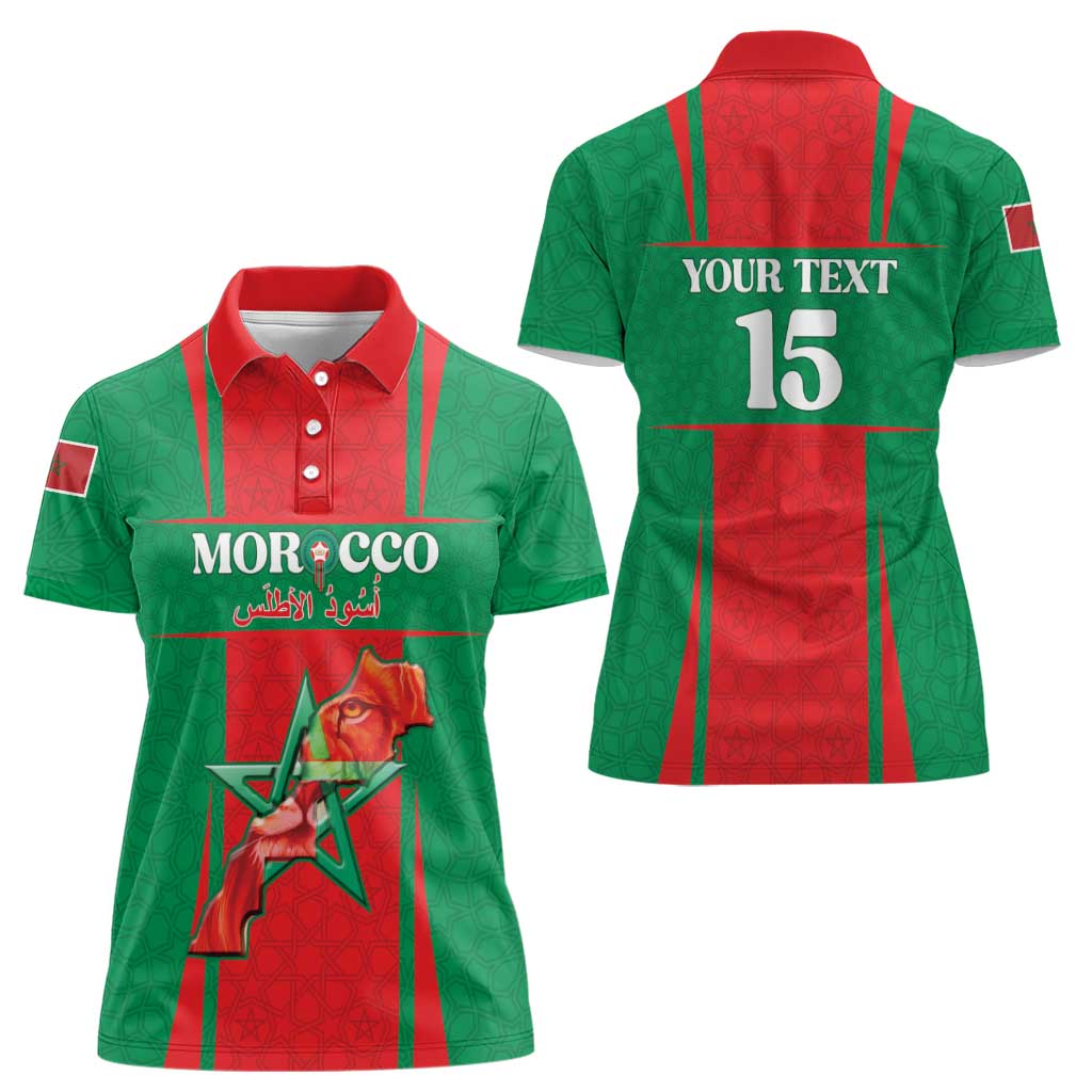Custom Morocco Football Women Polo Shirt Go Champions Atlas Lions - Red - Wonder Print Shop