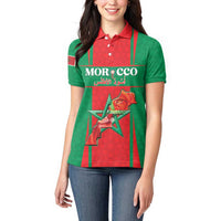 Custom Morocco Football Women Polo Shirt Go Champions Atlas Lions - Red - Wonder Print Shop