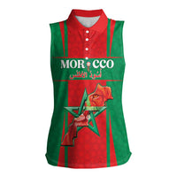 Custom Morocco Football Women Sleeveless Polo Shirt Go Champions Atlas Lions - Red - Wonder Print Shop