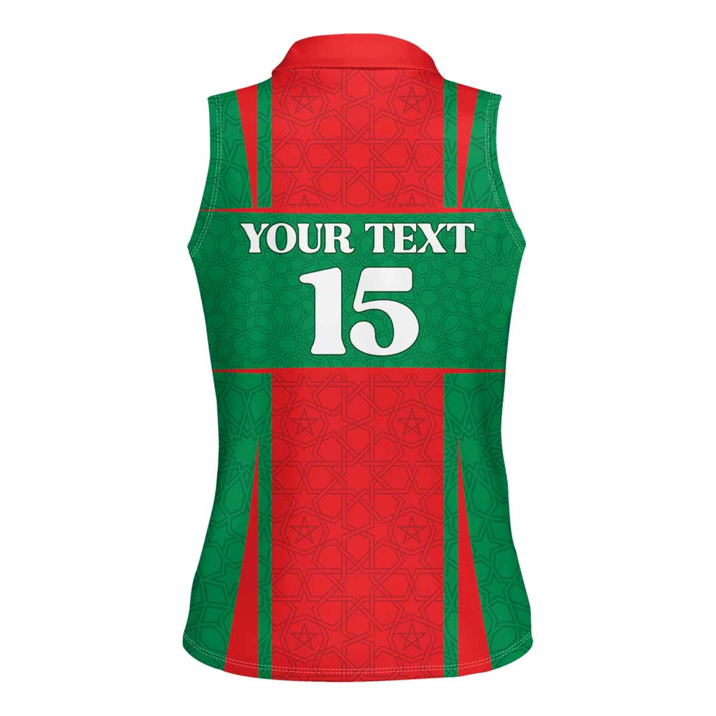 Custom Morocco Football Women Sleeveless Polo Shirt Go Champions Atlas Lions - Red - Wonder Print Shop