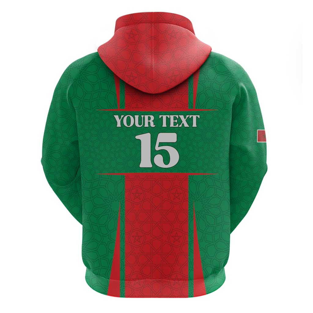 Custom Morocco Football Zip Hoodie Go Champions Atlas Lions - Red - Wonder Print Shop