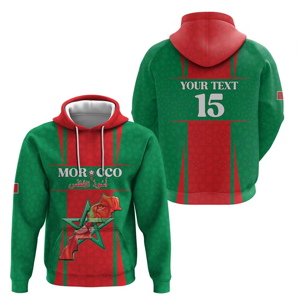 Custom Morocco Football Zip Hoodie Go Champions Atlas Lions - Red - Wonder Print Shop