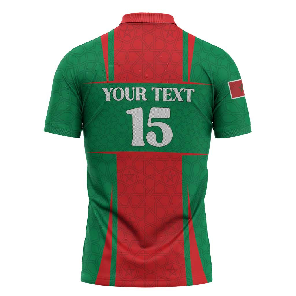 Custom Morocco Football Zipper Polo Shirt Go Champions Atlas Lions - Red - Wonder Print Shop