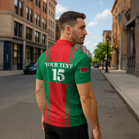 Custom Morocco Football Zipper Polo Shirt Go Champions Atlas Lions - Red - Wonder Print Shop
