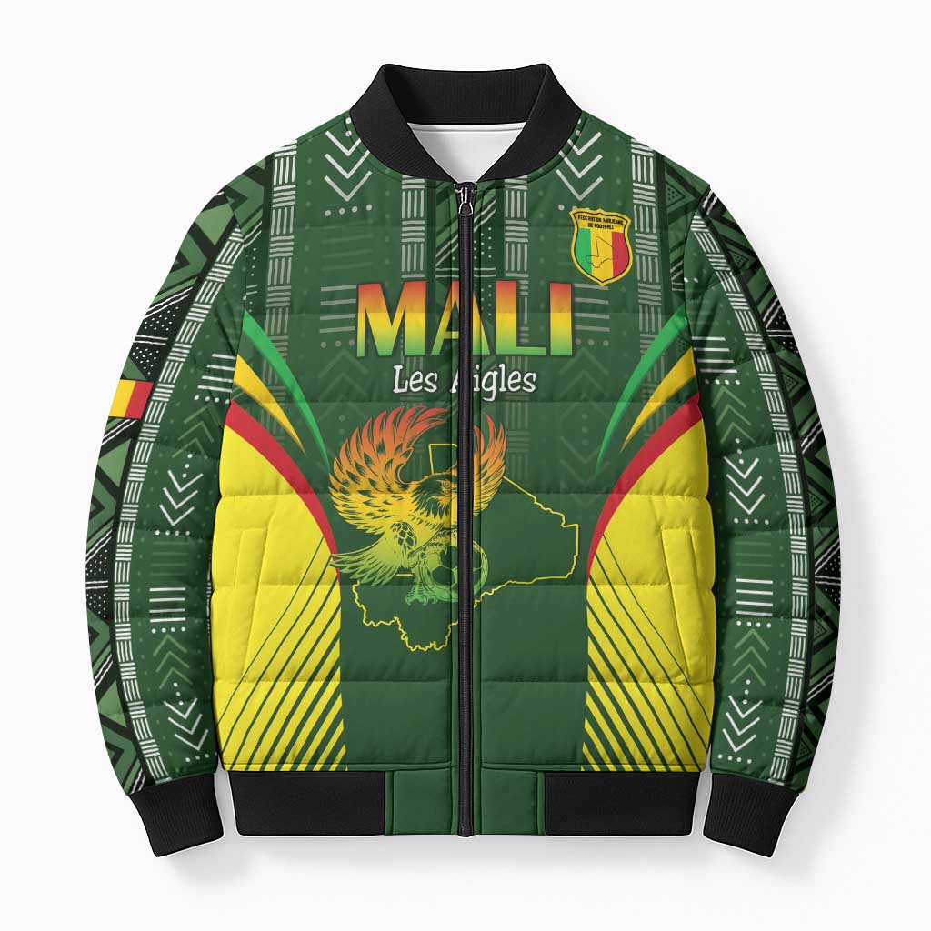 Custom Mali Football Bomber Puffer Jacket Go Champions Les Aigles - Wonder Print Shop