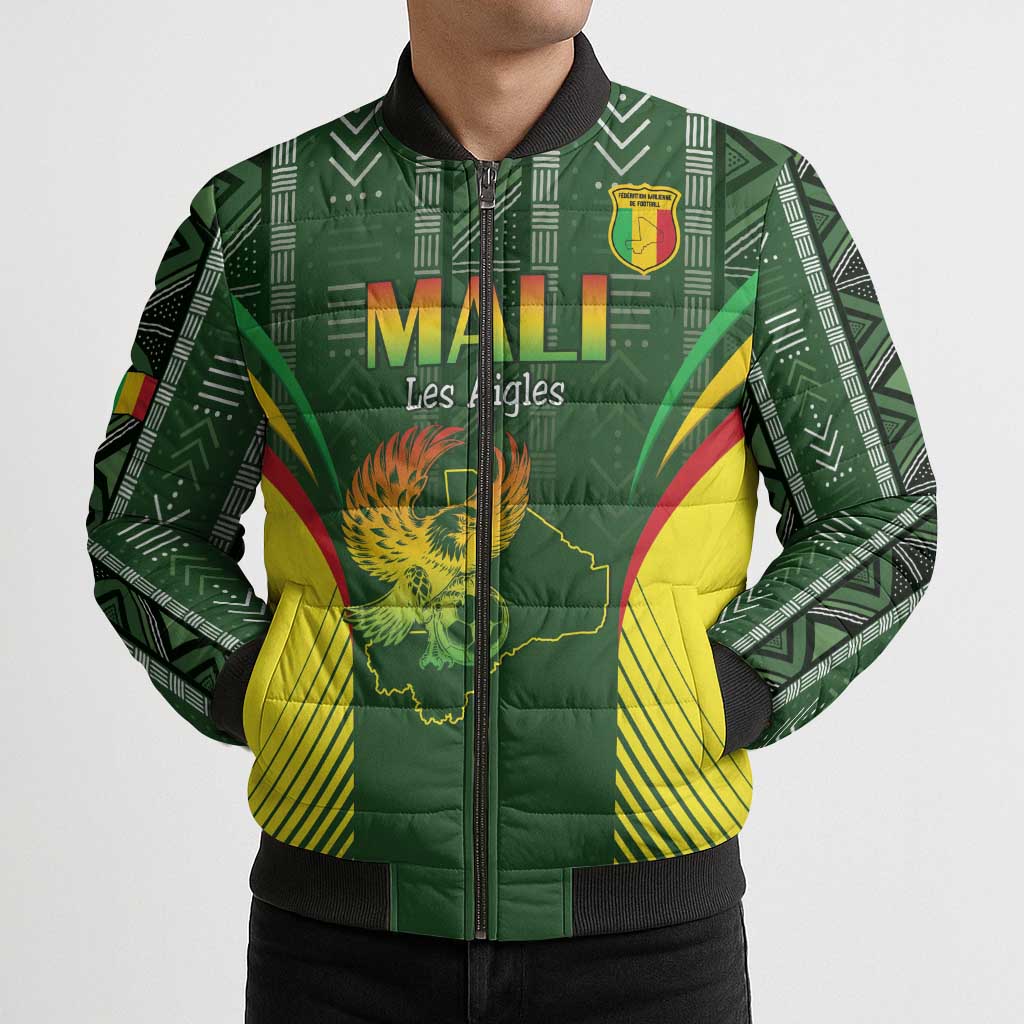 Custom Mali Football Bomber Puffer Jacket Go Champions Les Aigles - Wonder Print Shop