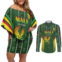 Custom Mali Football Couples Matching Off Shoulder Short Dress and Long Sleeve Button Shirt Go Champions Les Aigles - Wonder Print Shop