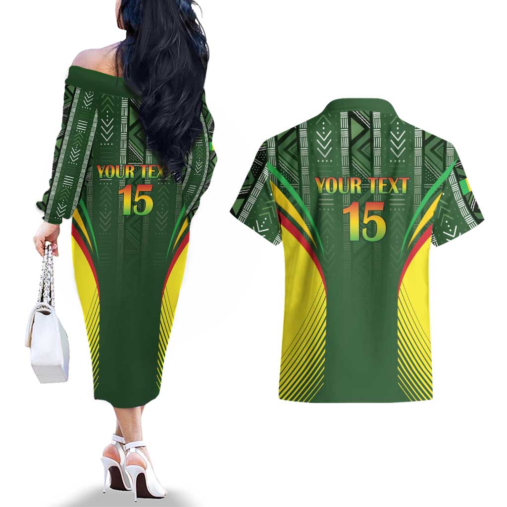 Custom Mali Football Couples Matching Off The Shoulder Long Sleeve Dress and Hawaiian Shirt Go Champions Les Aigles - Wonder Print Shop