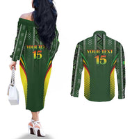 Custom Mali Football Couples Matching Off The Shoulder Long Sleeve Dress and Long Sleeve Button Shirt Go Champions Les Aigles - Wonder Print Shop