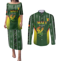 Custom Mali Football Couples Matching Puletasi and Long Sleeve Button Shirt Go Champions Les Aigles - Wonder Print Shop