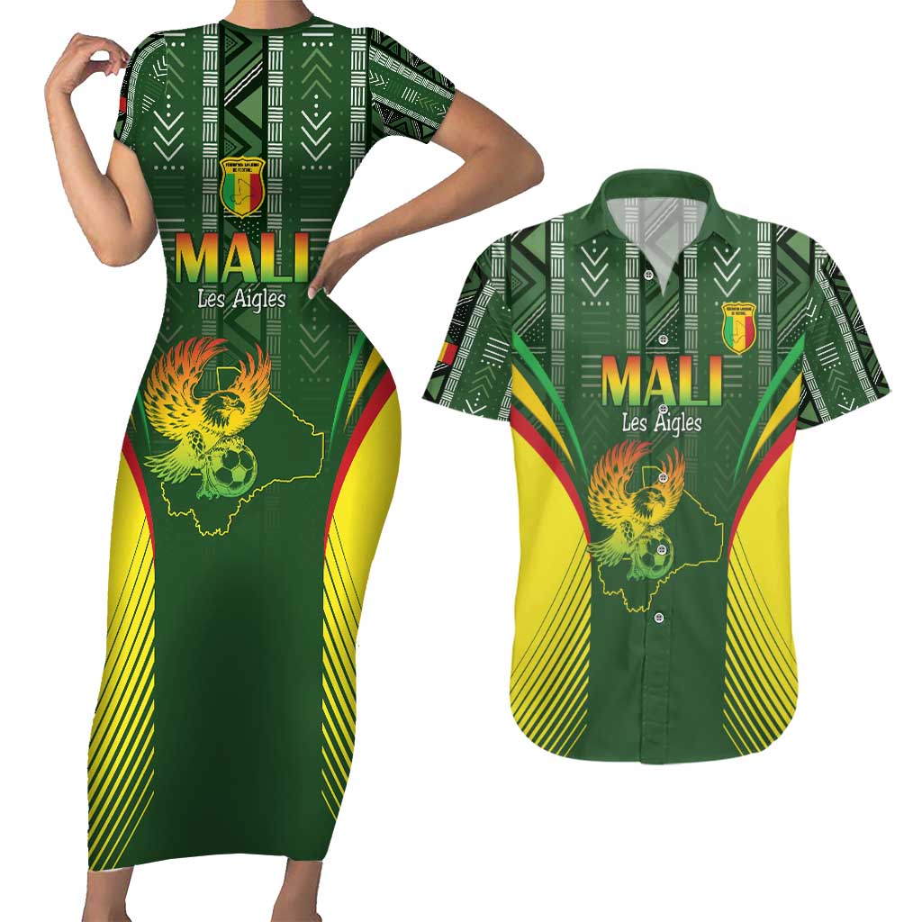 Custom Mali Football Couples Matching Short Sleeve Bodycon Dress and Hawaiian Shirt Go Champions Les Aigles - Wonder Print Shop