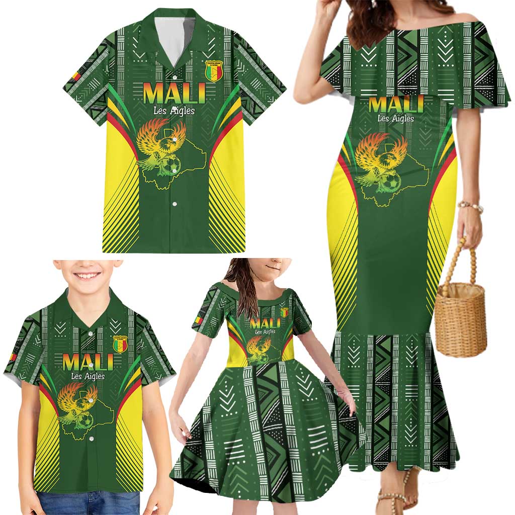 Custom Mali Football Family Matching Mermaid Dress and Hawaiian Shirt Go Champions Les Aigles - Wonder Print Shop