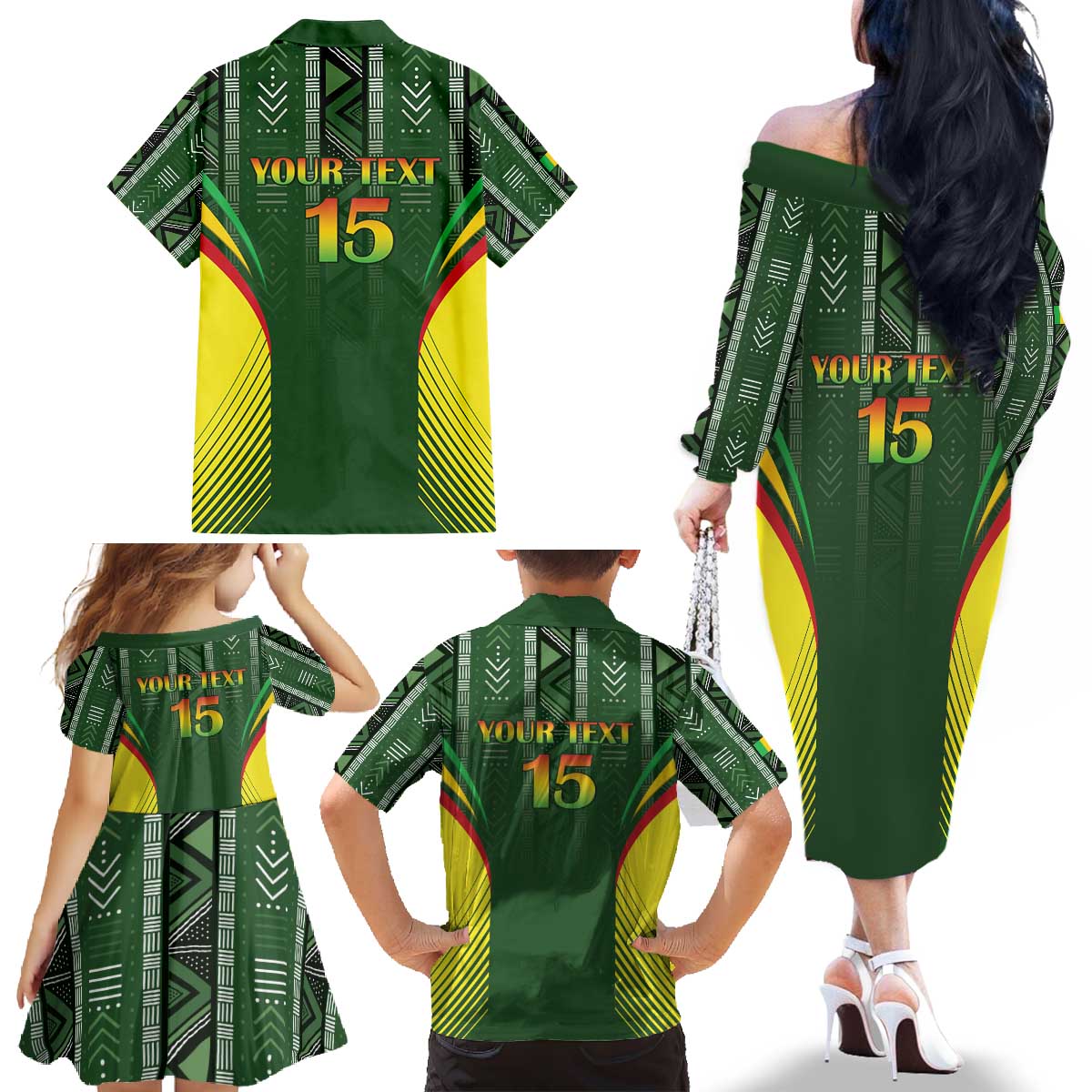 Custom Mali Football Family Matching Off The Shoulder Long Sleeve Dress and Hawaiian Shirt Go Champions Les Aigles - Wonder Print Shop
