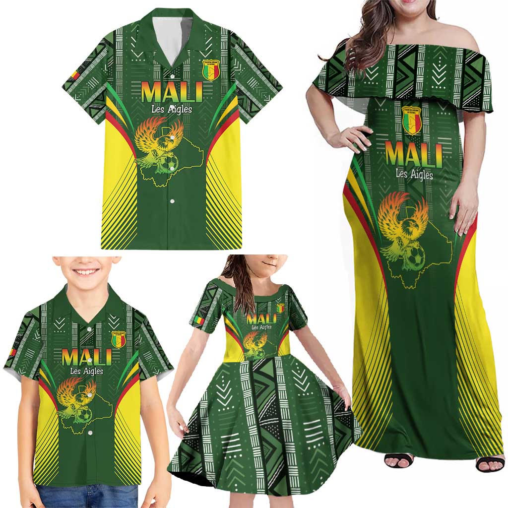 Custom Mali Football Family Matching Off Shoulder Maxi Dress and Hawaiian Shirt Go Champions Les Aigles - Wonder Print Shop