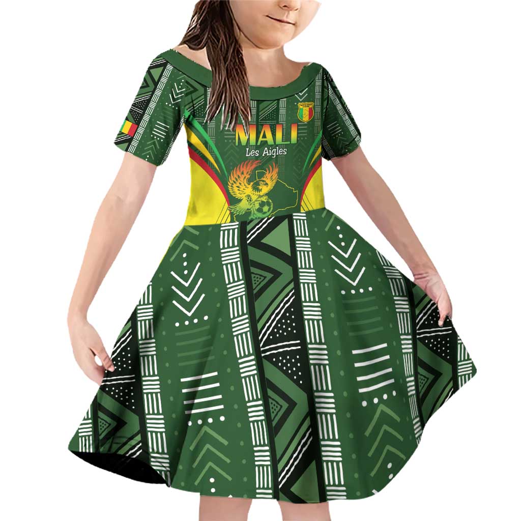 Custom Mali Football Family Matching Off Shoulder Short Dress and Hawaiian Shirt Go Champions Les Aigles - Wonder Print Shop