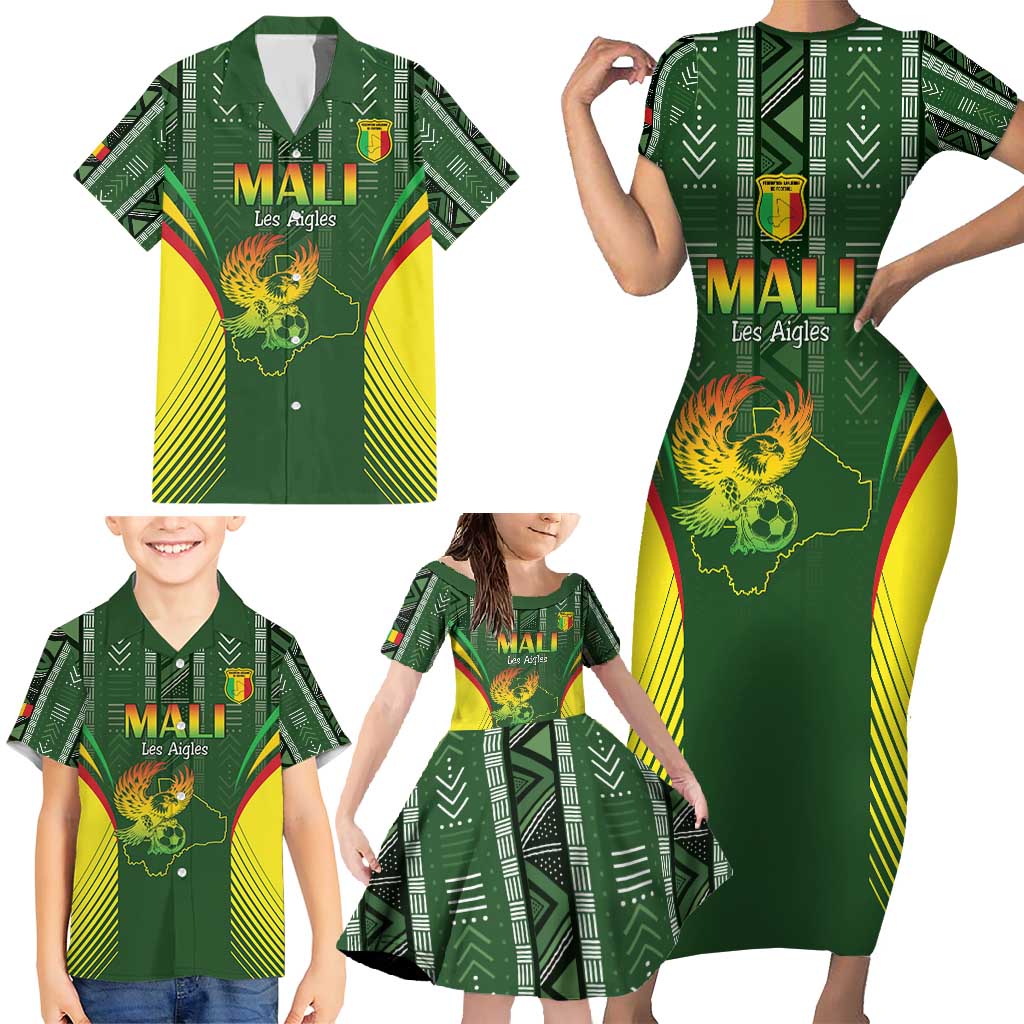 Custom Mali Football Family Matching Short Sleeve Bodycon Dress and Hawaiian Shirt Go Champions Les Aigles - Wonder Print Shop