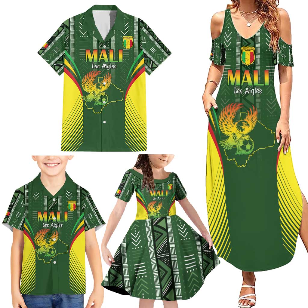 Custom Mali Football Family Matching Summer Maxi Dress and Hawaiian Shirt Go Champions Les Aigles - Wonder Print Shop