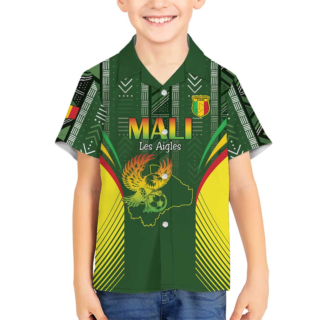 Custom Mali Football Kid Hawaiian Shirt Go Champions Les Aigles - Wonder Print Shop