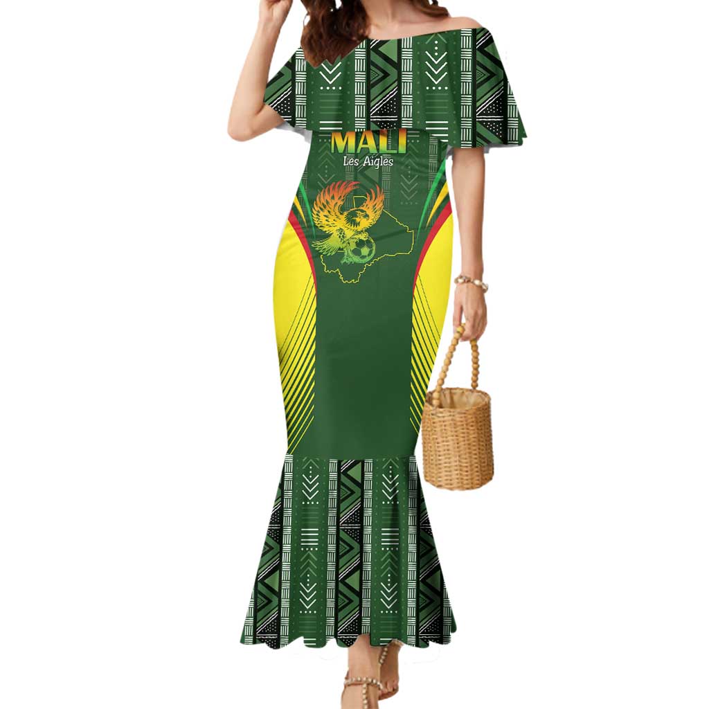 Custom Mali Football Mermaid Dress Go Champions Les Aigles - Wonder Print Shop