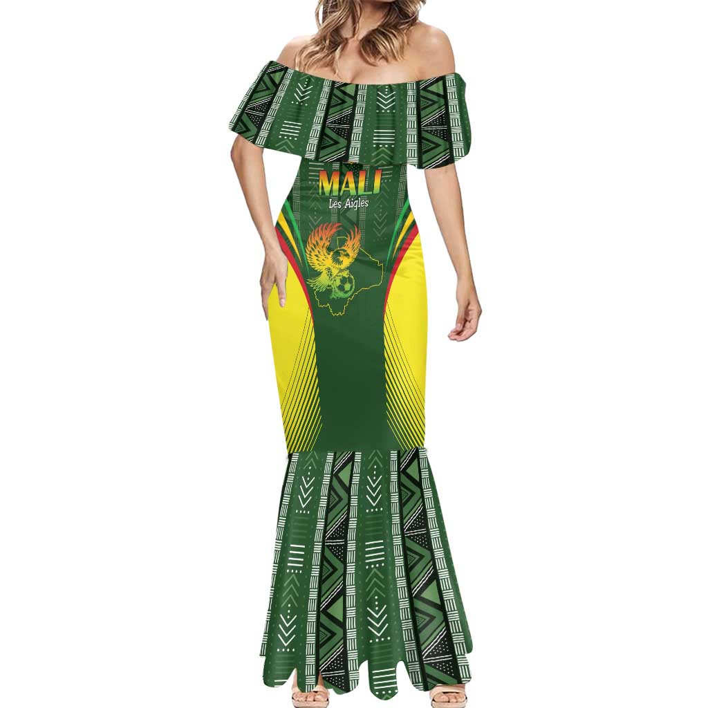 Custom Mali Football Mermaid Dress Go Champions Les Aigles - Wonder Print Shop