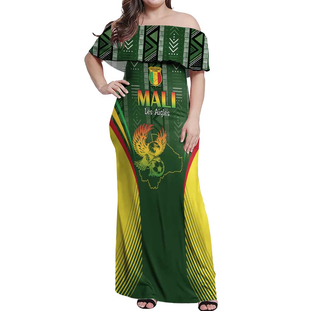 Custom Mali Football Off Shoulder Maxi Dress Go Champions Les Aigles - Wonder Print Shop