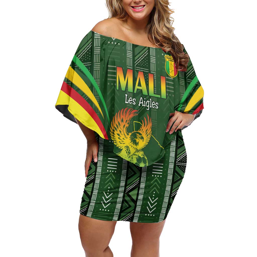 Custom Mali Football Off Shoulder Short Dress Go Champions Les Aigles - Wonder Print Shop