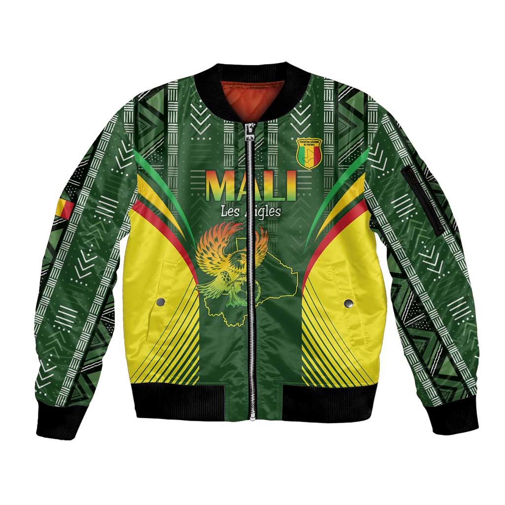 Custom Mali Football Sleeve Zip Bomber Jacket Go Champions Les Aigles - Wonder Print Shop
