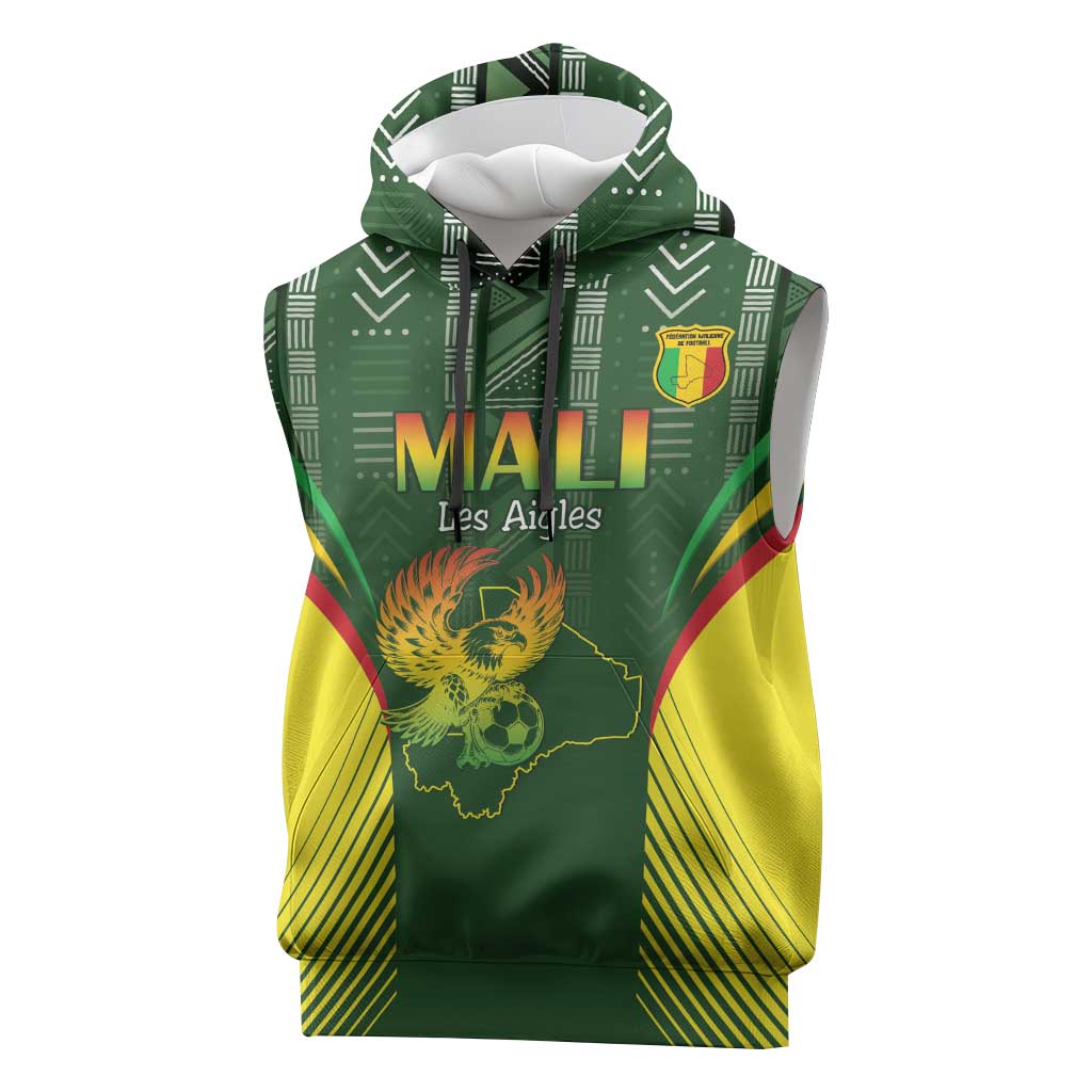 Custom Mali Football Sleeveless Hoodie Go Champions Les Aigles - Wonder Print Shop