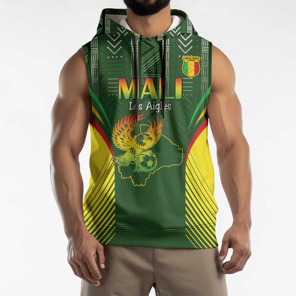Custom Mali Football Sleeveless Hoodie Go Champions Les Aigles - Wonder Print Shop