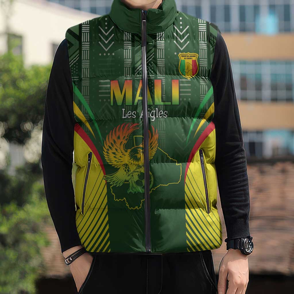 Custom Mali Football Sleeveless Puffer Jacket Go Champions Les Aigles - Wonder Print Shop