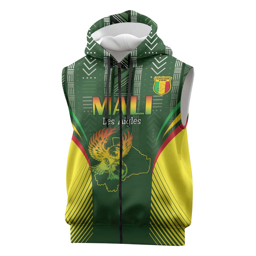 Custom Mali Football Sleeveless Zip Hoodie Go Champions Les Aigles - Wonder Print Shop