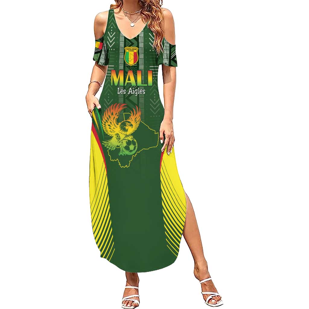 Custom Mali Football Summer Maxi Dress Go Champions Les Aigles - Wonder Print Shop