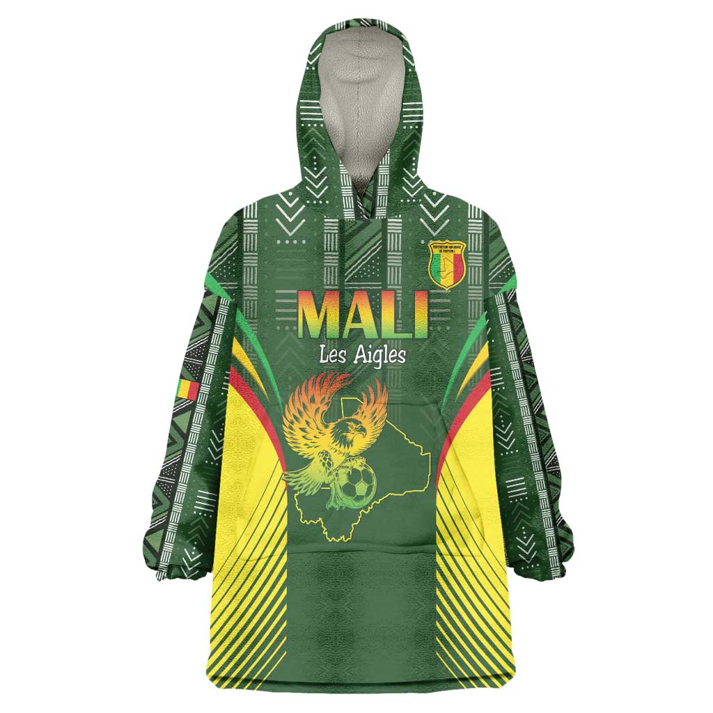 Custom Mali Football Wearable Blanket Hoodie Go Champions Les Aigles - Wonder Print Shop