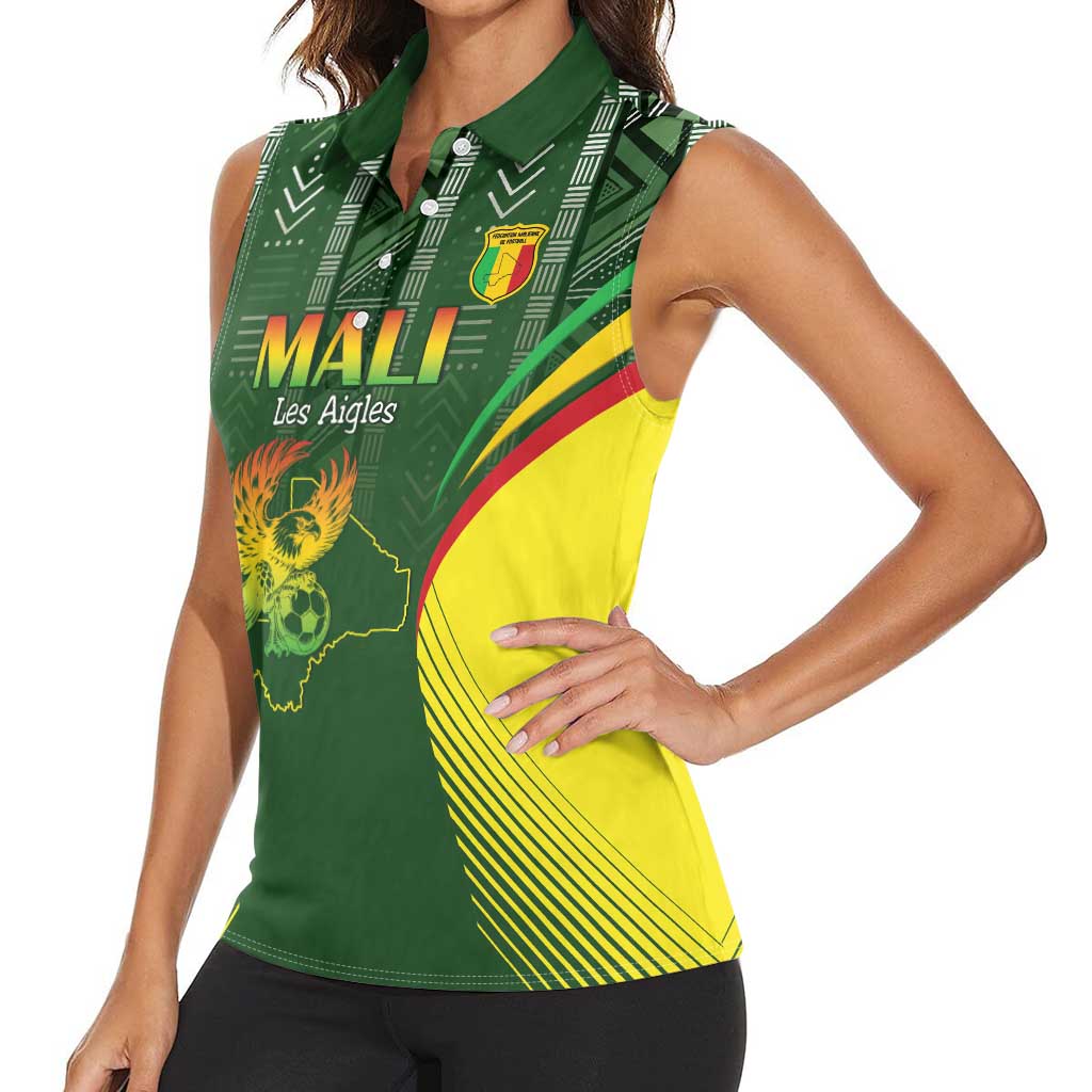 Custom Mali Football Women Sleeveless Polo Shirt Go Champions Les Aigles - Wonder Print Shop
