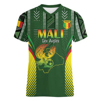 Custom Mali Football Women V-Neck T-Shirt Go Champions Les Aigles - Wonder Print Shop