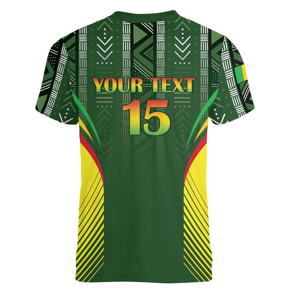 Custom Mali Football Women V-Neck T-Shirt Go Champions Les Aigles - Wonder Print Shop