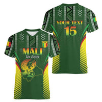 Custom Mali Football Women V-Neck T-Shirt Go Champions Les Aigles - Wonder Print Shop