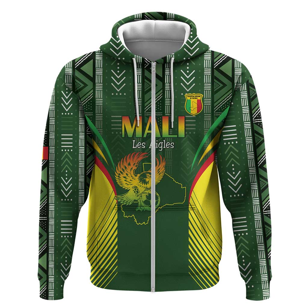 Custom Mali Football Zip Hoodie Go Champions Les Aigles - Wonder Print Shop