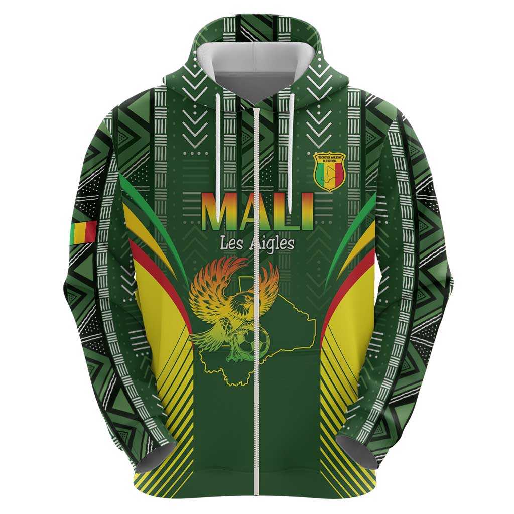 Custom Mali Football Zip Hoodie Go Champions Les Aigles - Wonder Print Shop