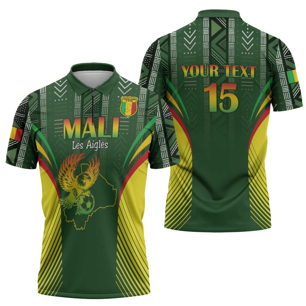 Custom Mali Football Zipper Polo Shirt Go Champions Les Aigles - Wonder Print Shop