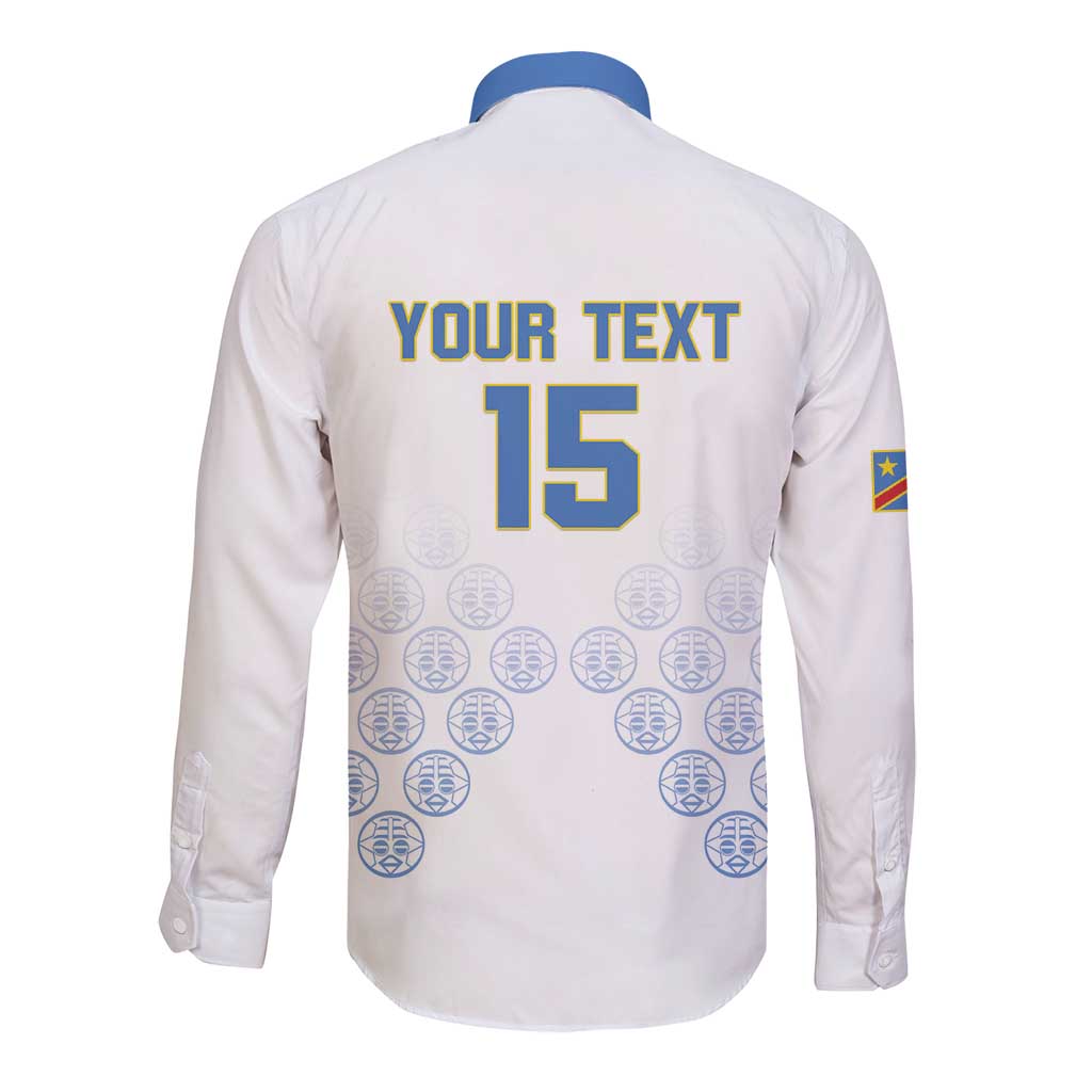 Custom DR Congo Football Long Sleeve Button Shirt Road To Champions - Wonder Print Shop