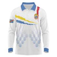 Custom DR Congo Football Long Sleeve Polo Shirt Road To Champions - Wonder Print Shop
