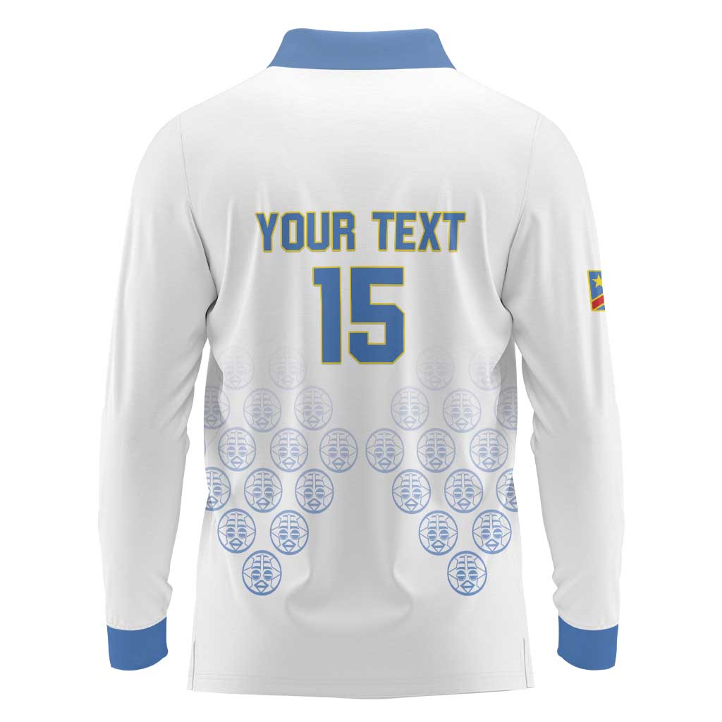 Custom DR Congo Football Long Sleeve Polo Shirt Road To Champions - Wonder Print Shop