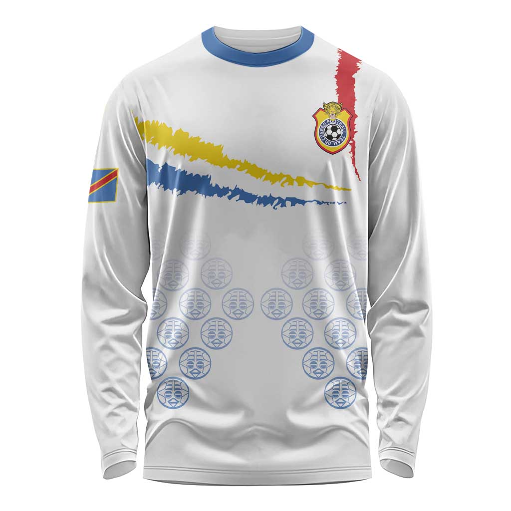 Custom DR Congo Football Long Sleeve Shirt Road To Champions - Wonder Print Shop