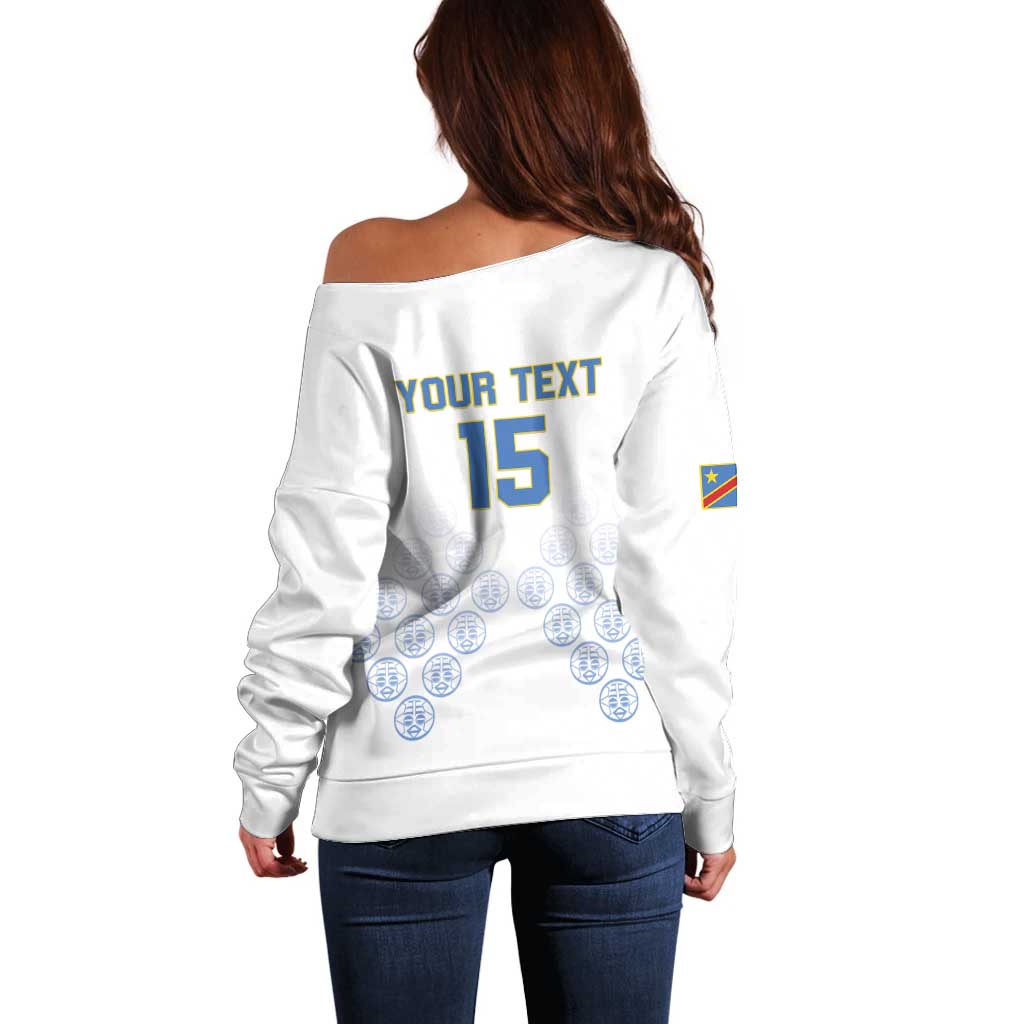 Custom DR Congo Football Off Shoulder Sweater Road To Champions - Wonder Print Shop