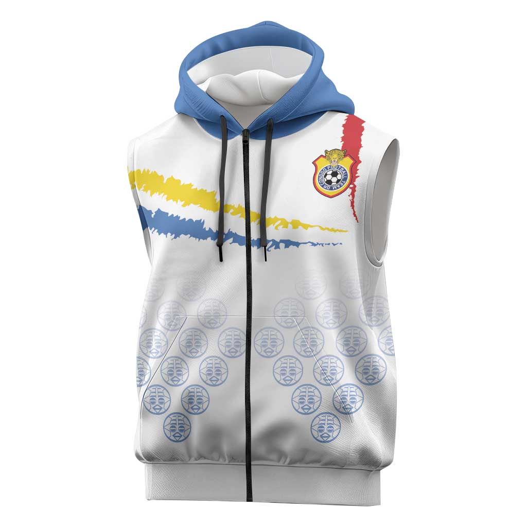 Custom DR Congo Football Sleeveless Zip Hoodie Road To Champions - Wonder Print Shop